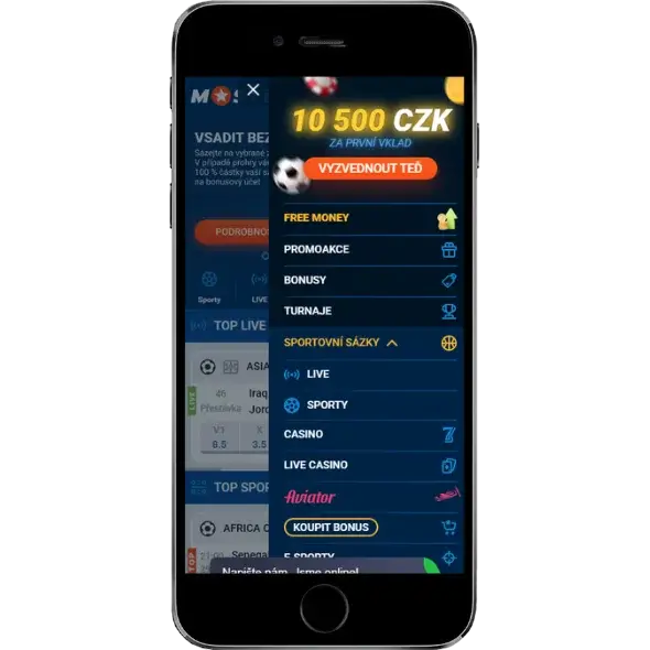 Mostbet app menu